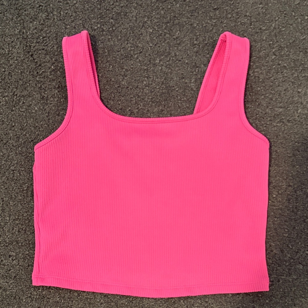 wild fable Bright Pink Ribbed Square-Neck Tank